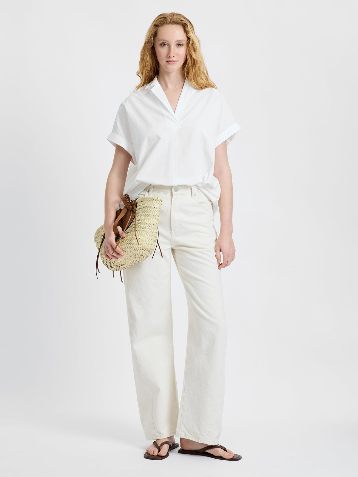 POPLIN COLLAR SS PULLOVER