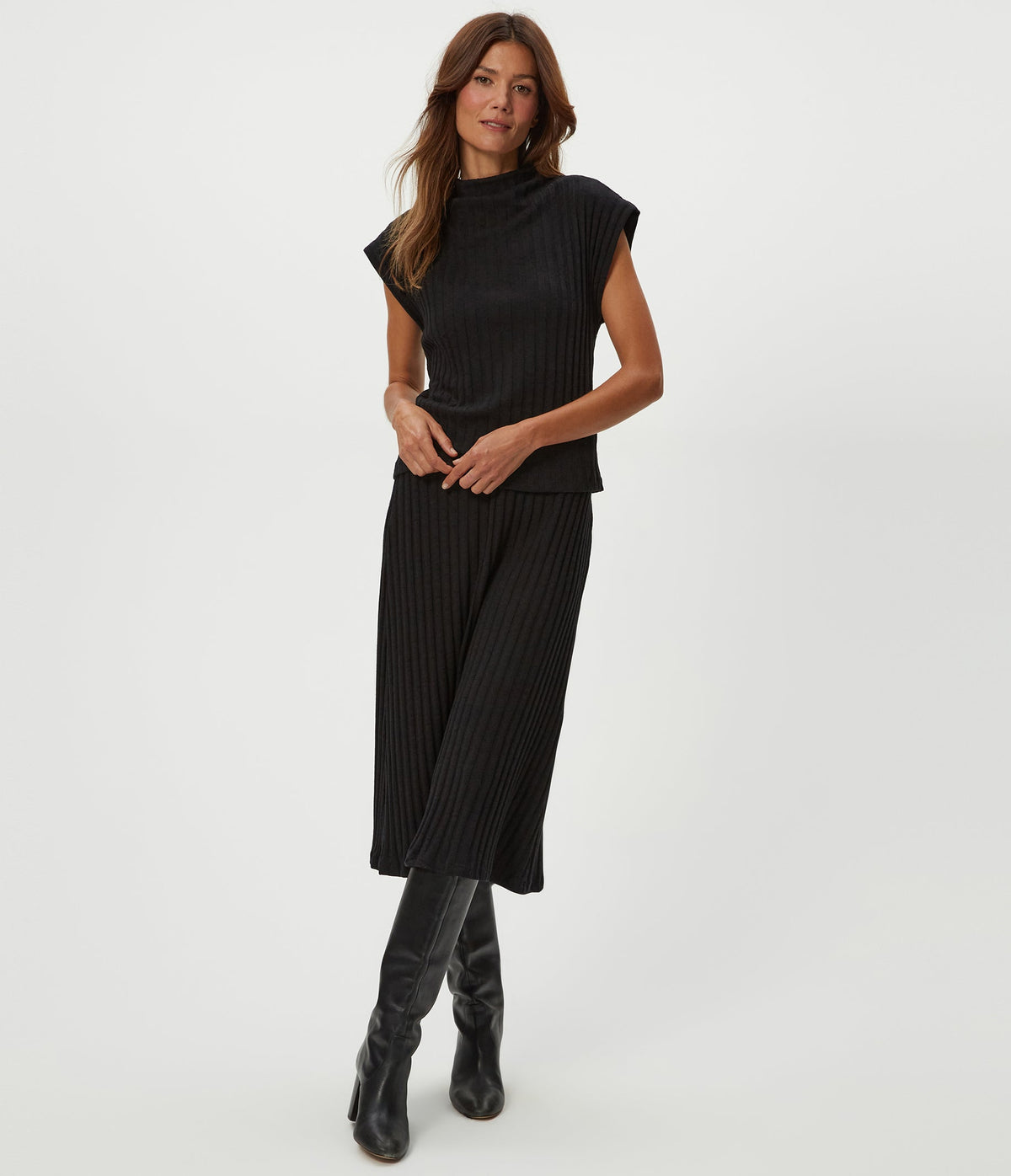 SHANIA LONDON RIB MIDI SKIRT