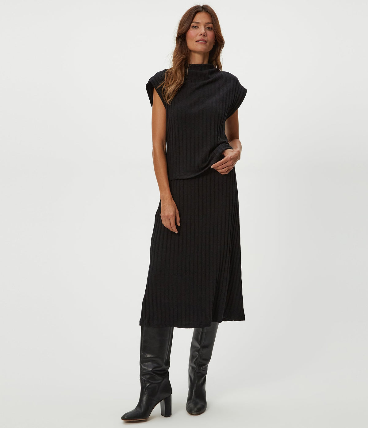 SHANIA LONDON RIB MIDI SKIRT
