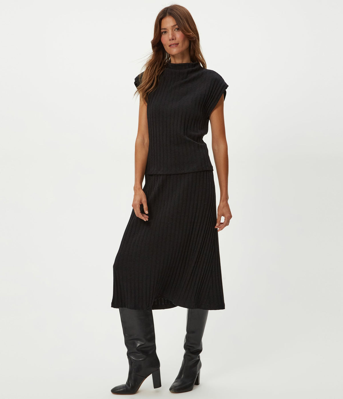 SHANIA LONDON RIB MIDI SKIRT
