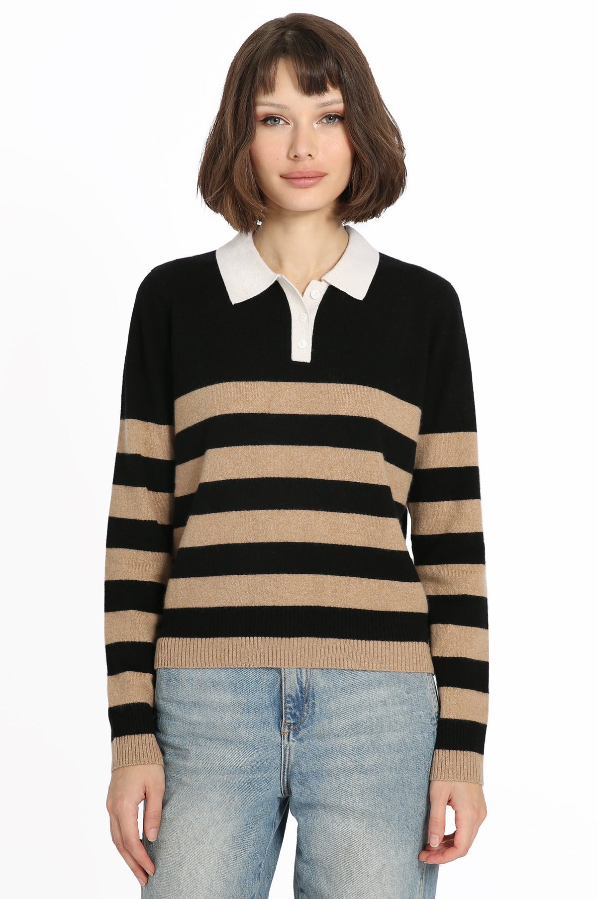 CASHMERE RUGBY STRIPE POLO