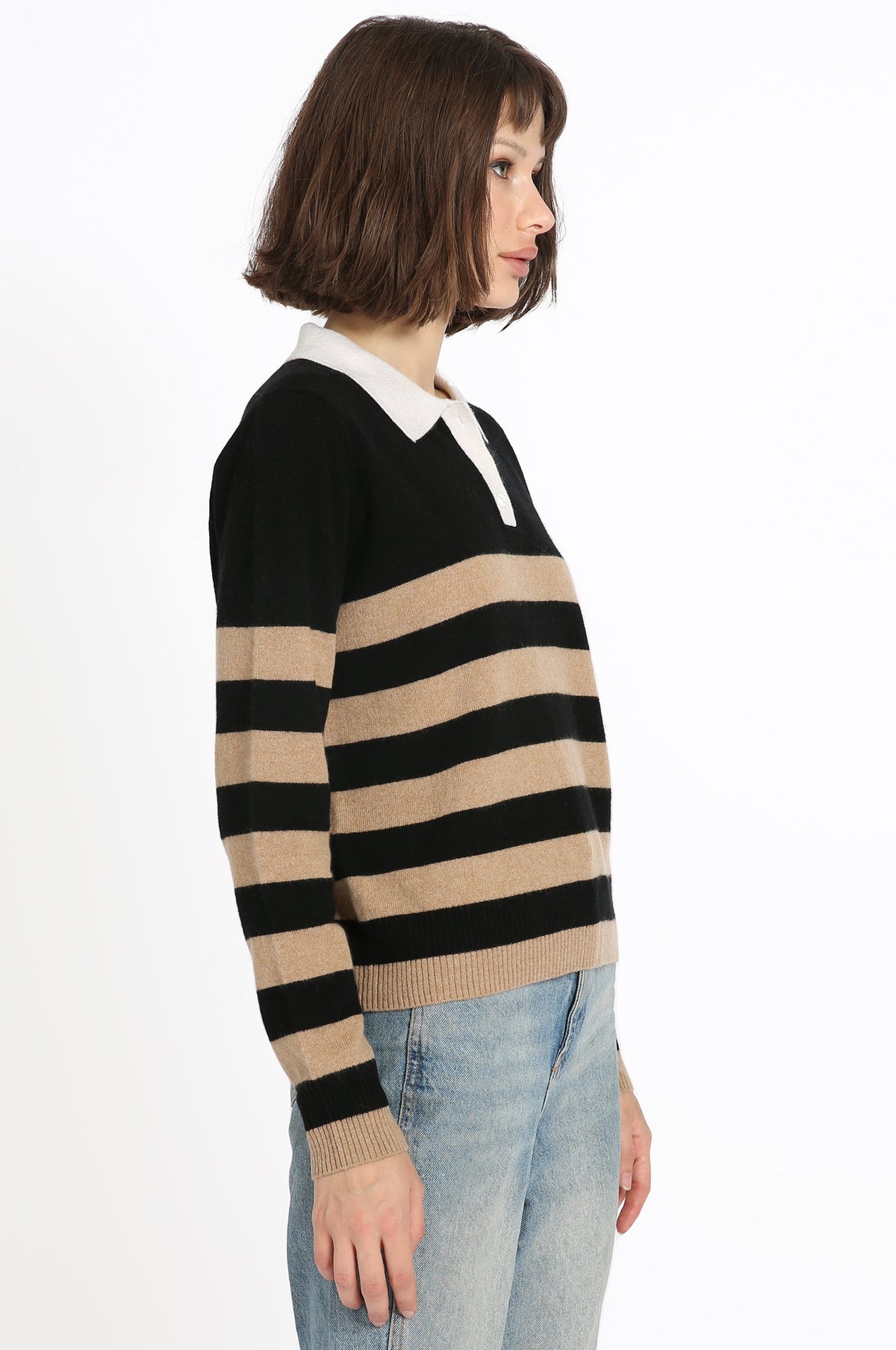 CASHMERE RUGBY STRIPE POLO