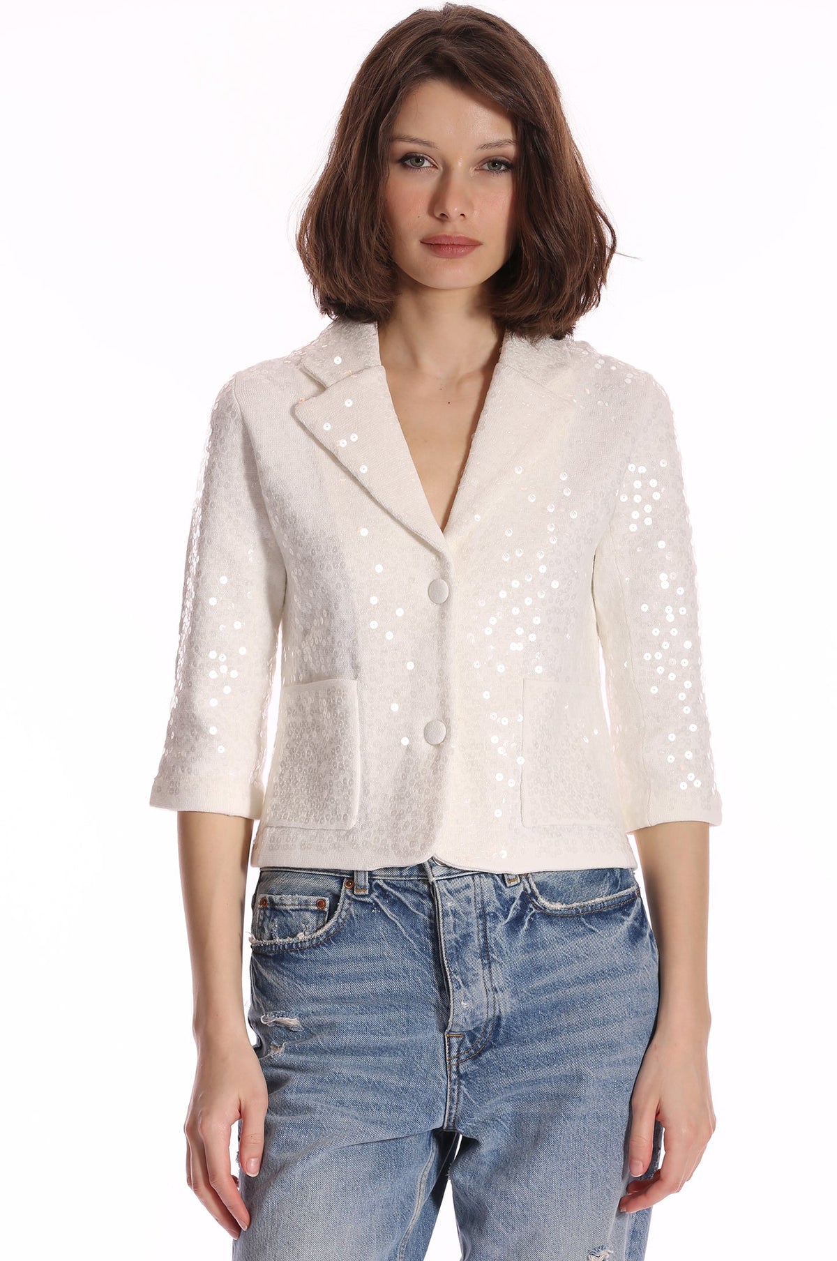 PAILLETTE SEQUIN SHRUNKEN BLAZER