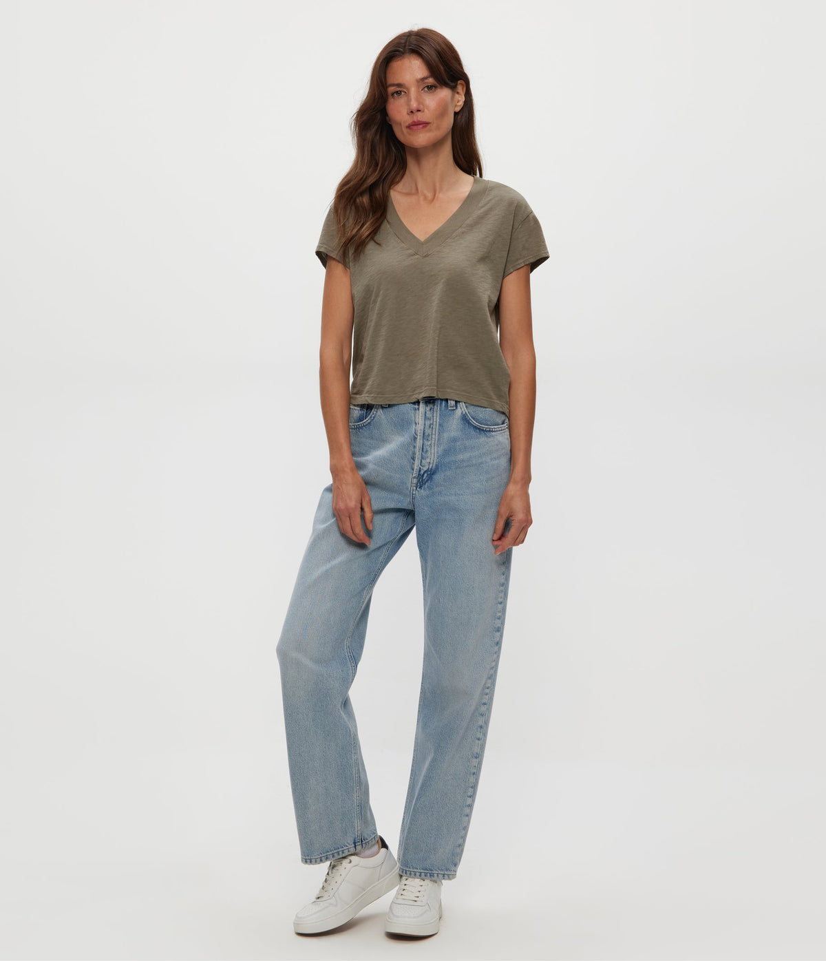 HARLAN CROPPED VNECK TEE