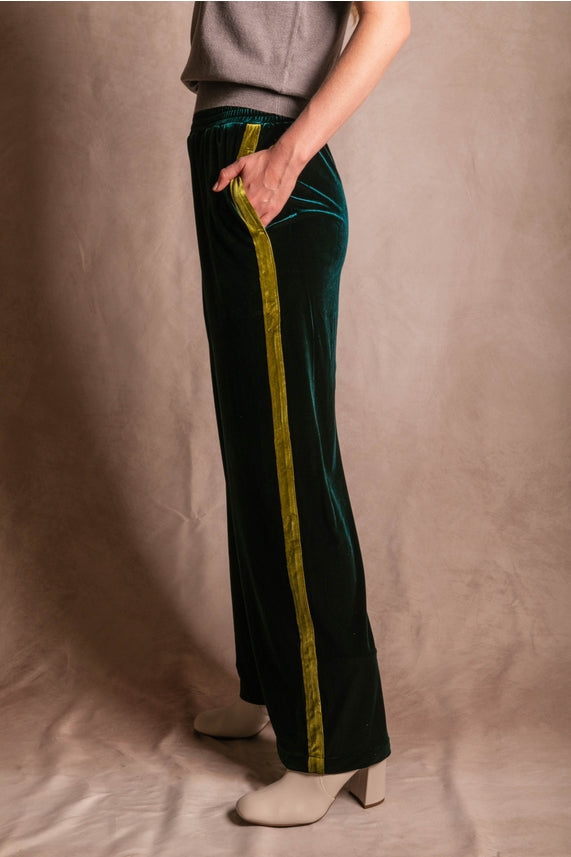 VELVET CONTRAST SIDE STRIPE PANT