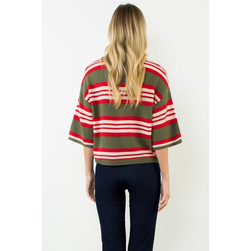 STRIPED COLLARED SWEATER