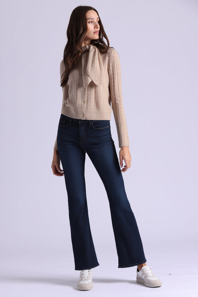CASHMERE POINTELLE TIE UP CARDI