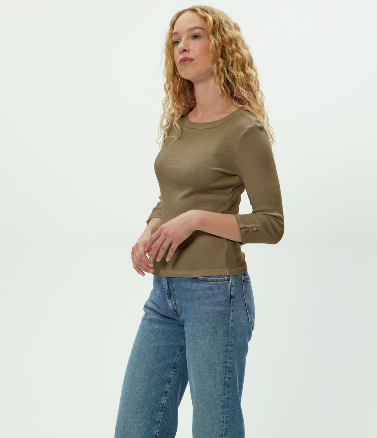 JOYCE 3/4 BUTTON SLV TEE