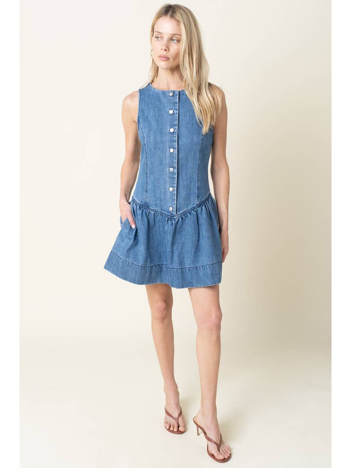 BUTTON FRONT MINI DRESS