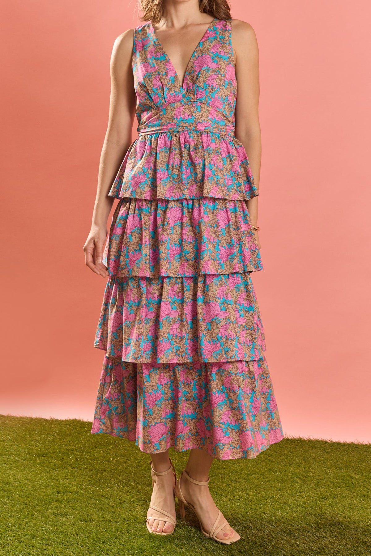 VNECK TIERED MAXI DRESS