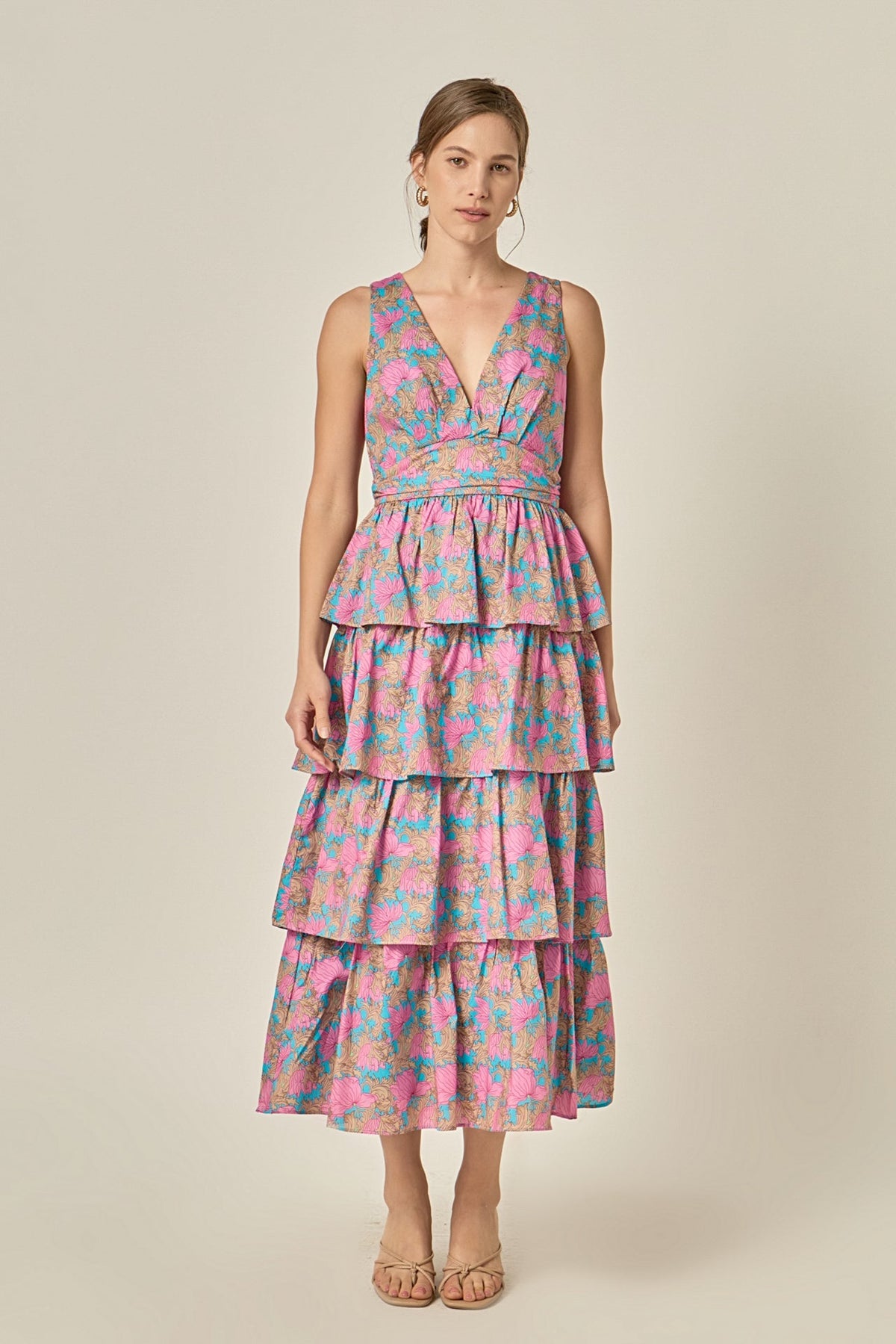 VNECK TIERED MAXI DRESS