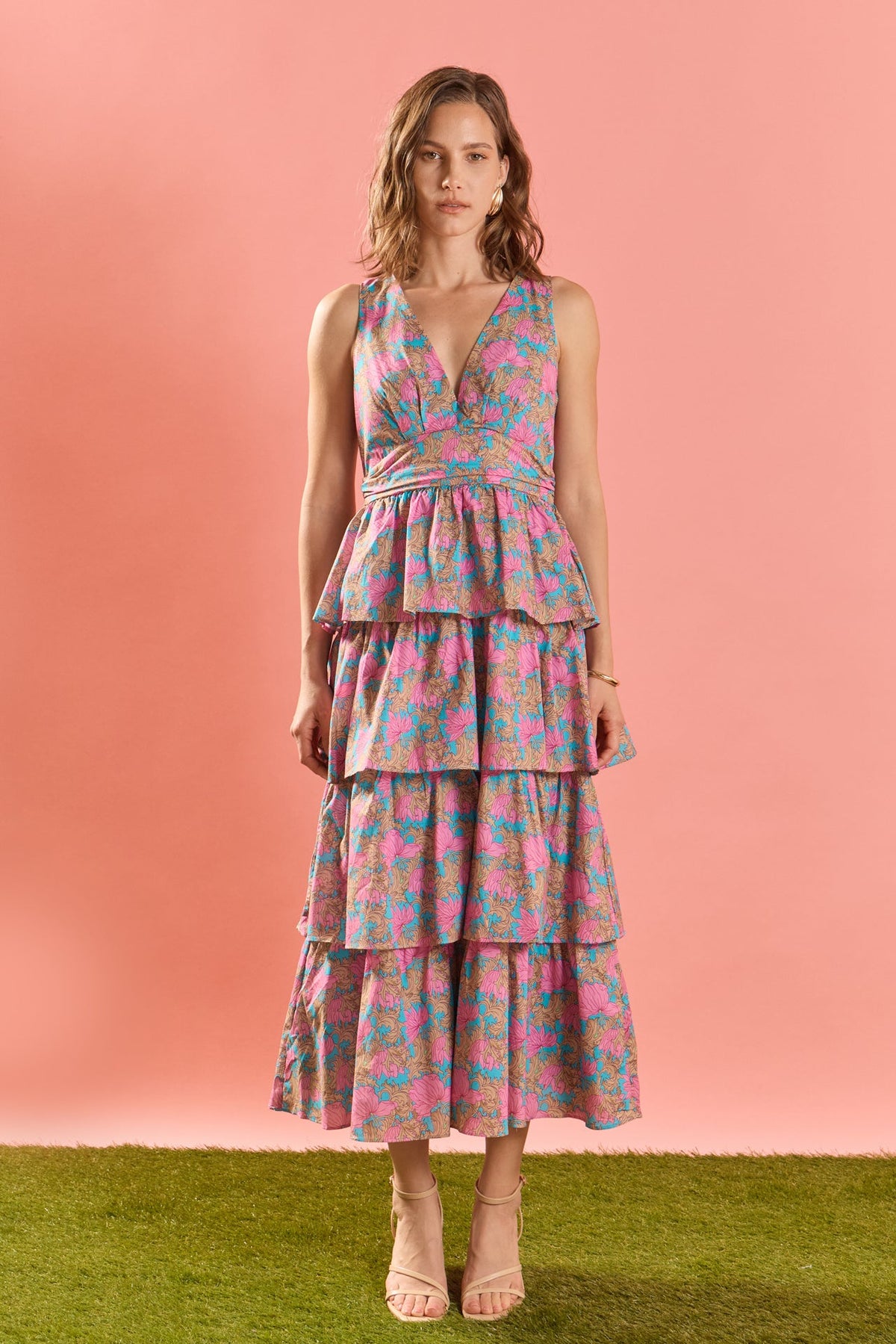 VNECK TIERED MAXI DRESS