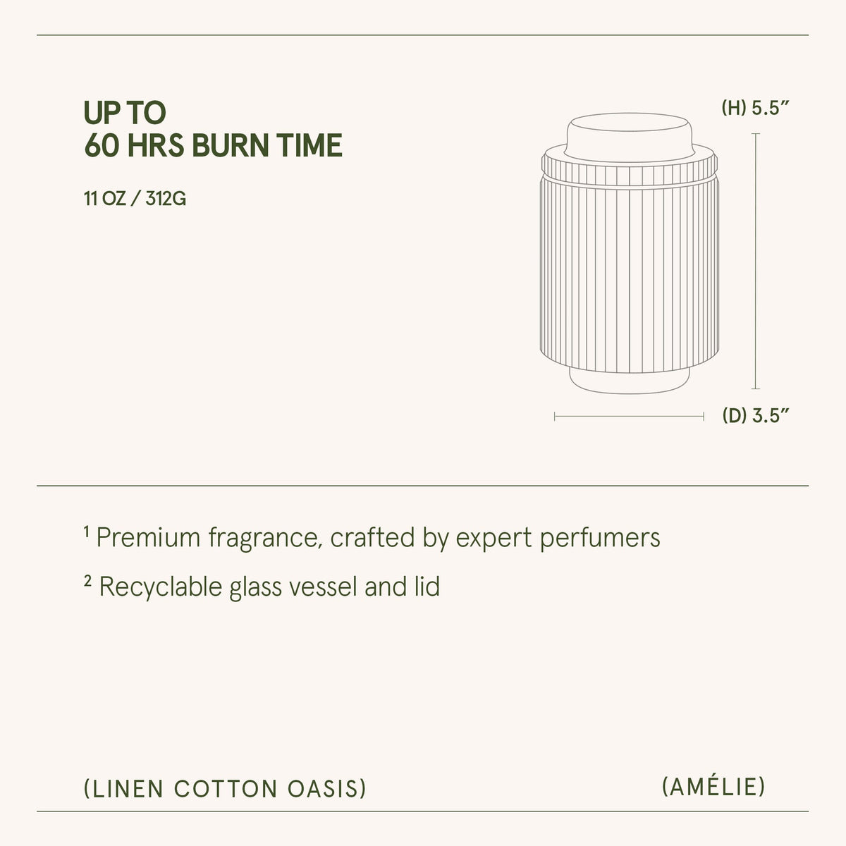 AMELIE CANDLE LINEN COTTEN OASIS