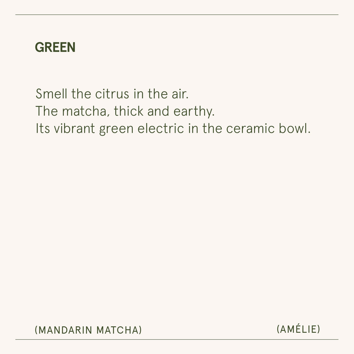AMELIE CANDLE MANDARIN MATCHA