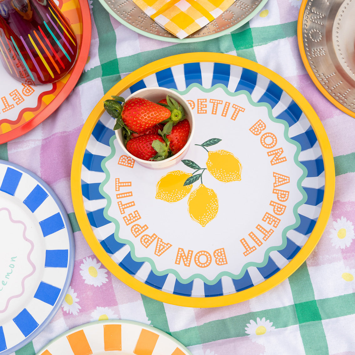 LEMON TIN TRAY 31CM
