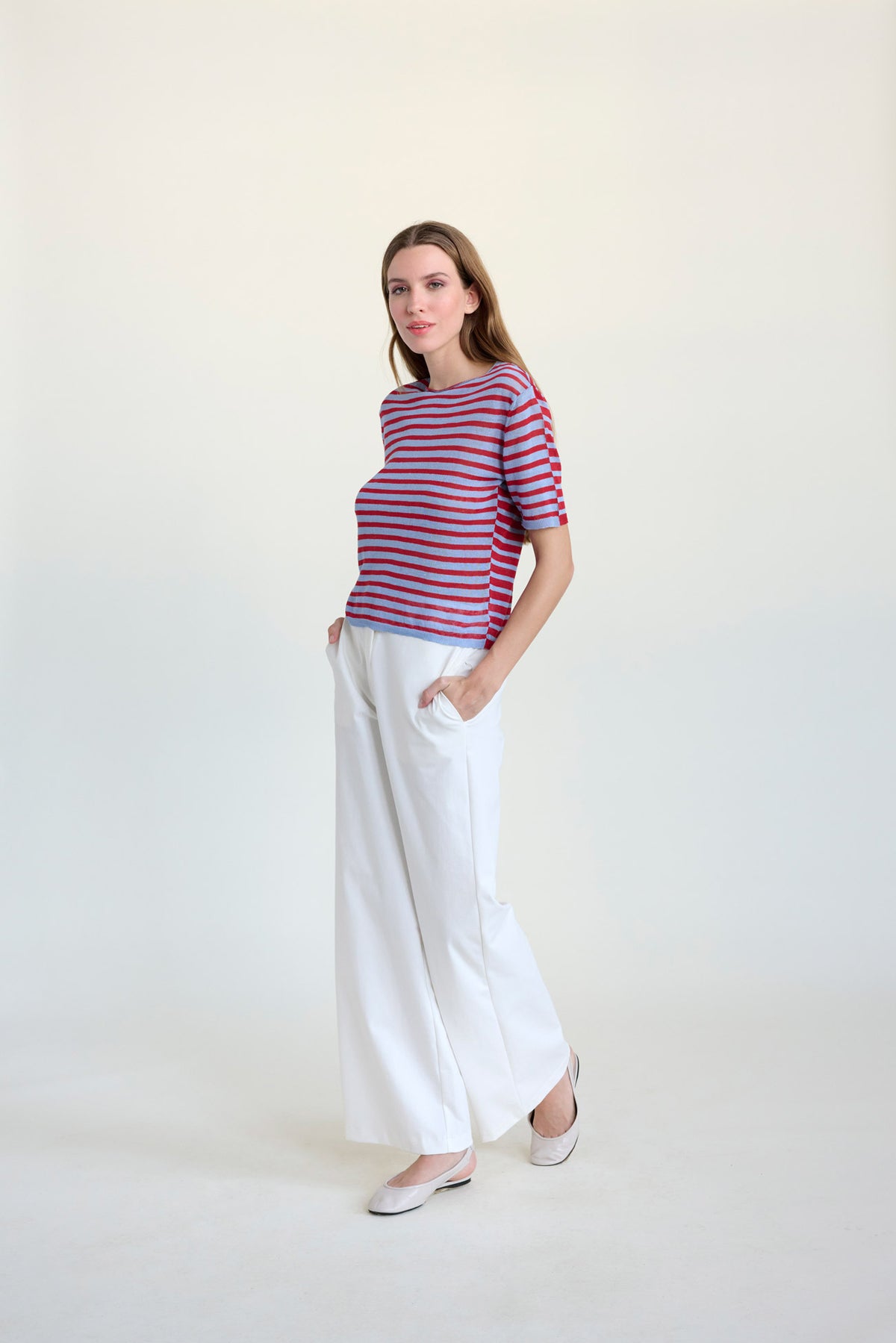 LINEN STRIPE TEE