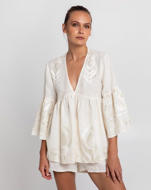 BELL SLEEVE LINEN TOP