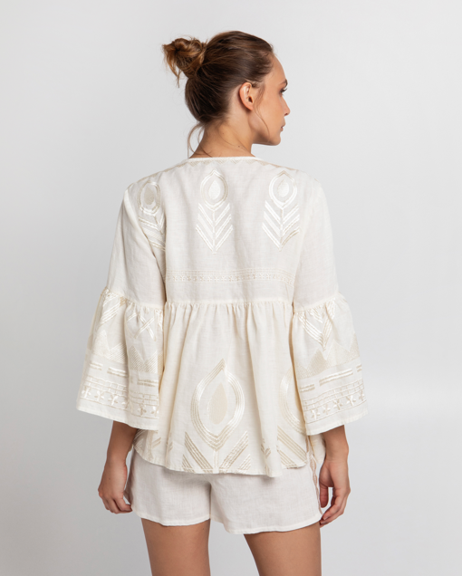 BELL SLEEVE LINEN TOP