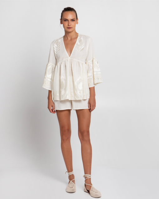 BELL SLEEVE LINEN TOP