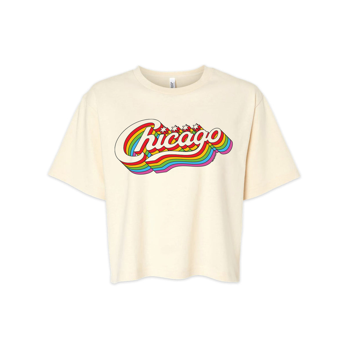 CHICAGO RAINBOW SCRIPT TEE