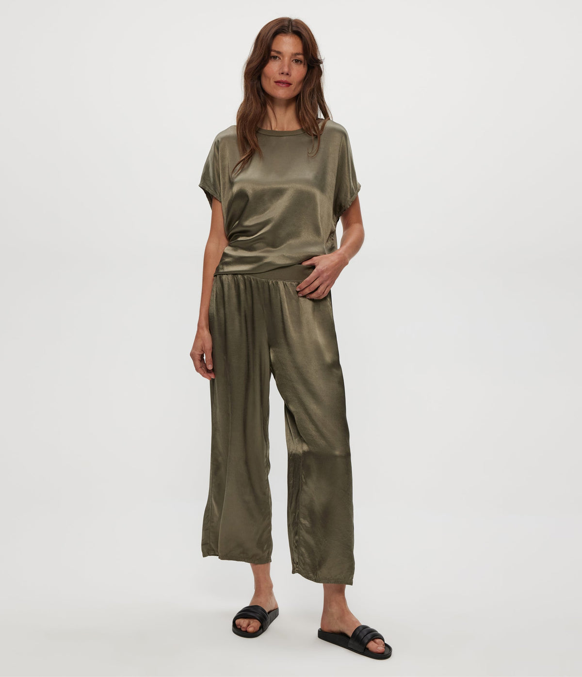SACHA CROPPED SATIN PANT
