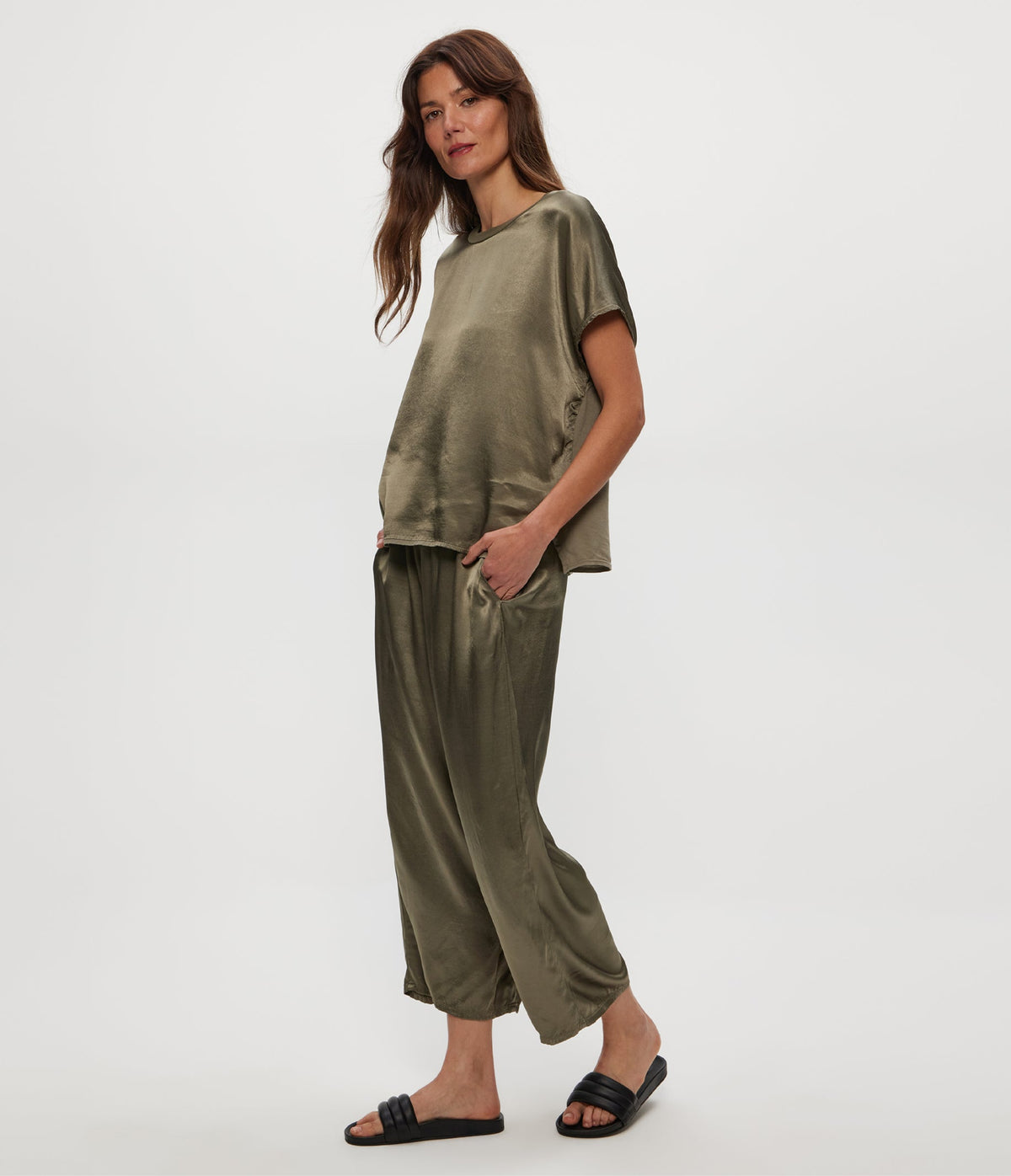 SACHA CROPPED SATIN PANT