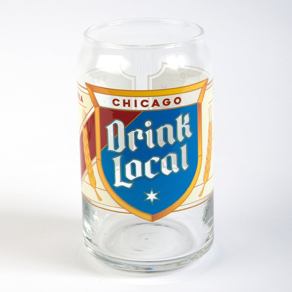 DRINK LOCAL LABEL BEER CAN GLASS