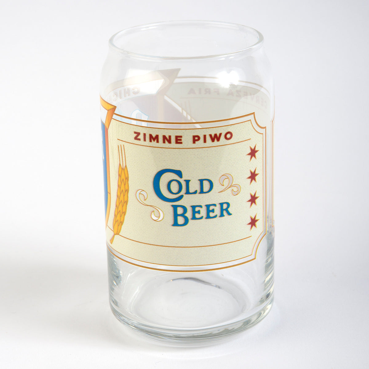 DRINK LOCAL LABEL BEER CAN GLASS