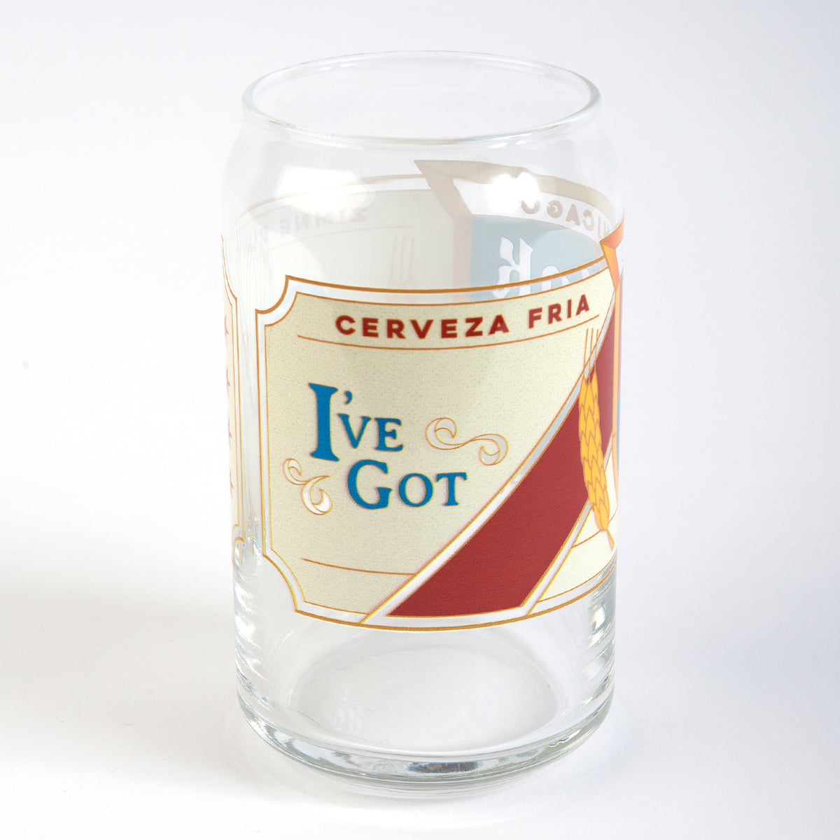 DRINK LOCAL LABEL BEER CAN GLASS