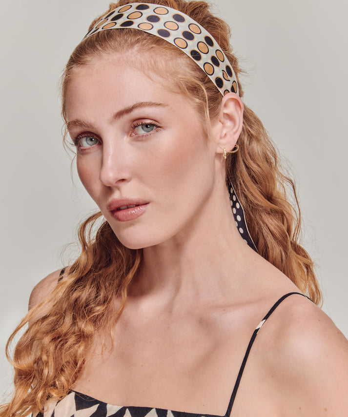 SPOTTED SILK RIBBON SCARF