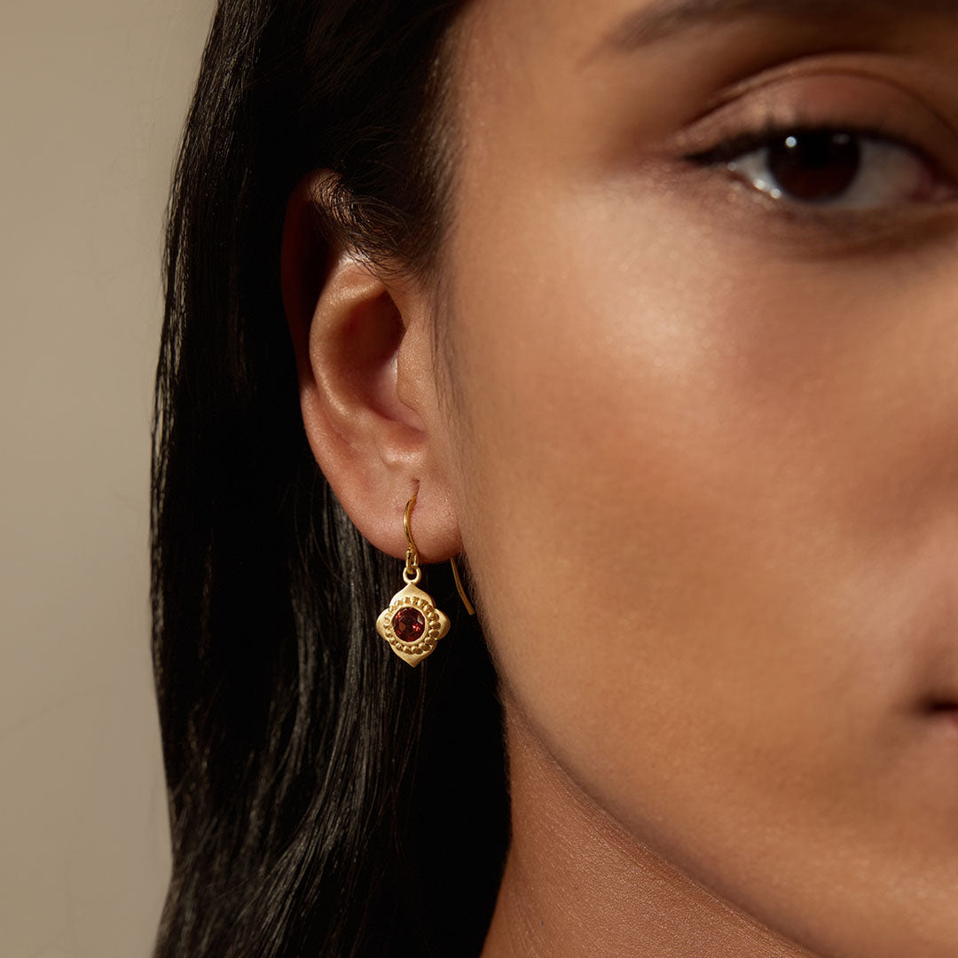 GARNET DROP HOOPS