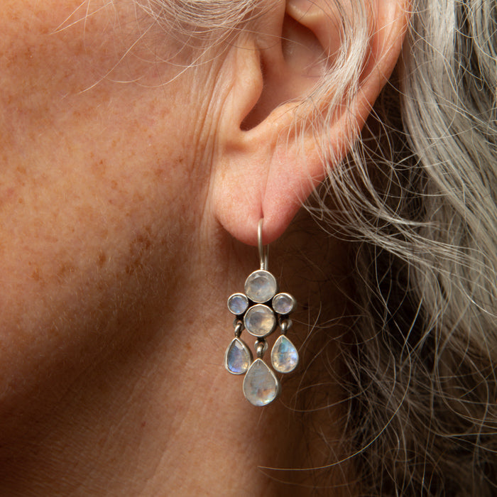 CLUSTER TEARDROP EARRING LABRADORITE