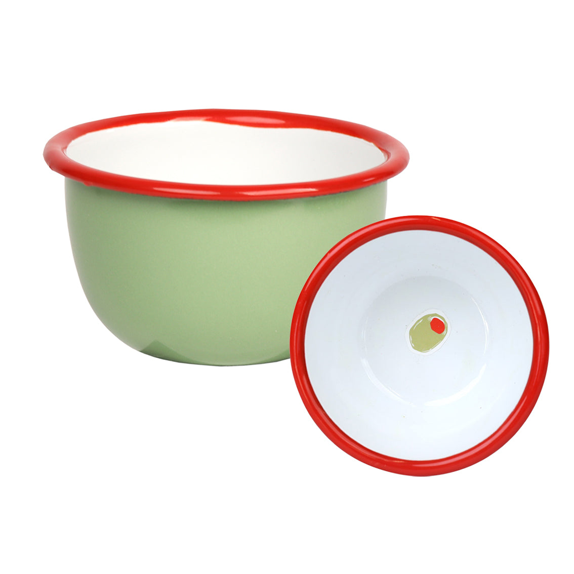 OLIVE ENAMEL BOWL 10CM