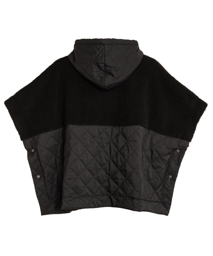 COMBO QUILTED HOODED PONCHO