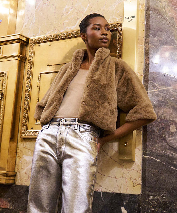 FAUX MINK FUR JACKET