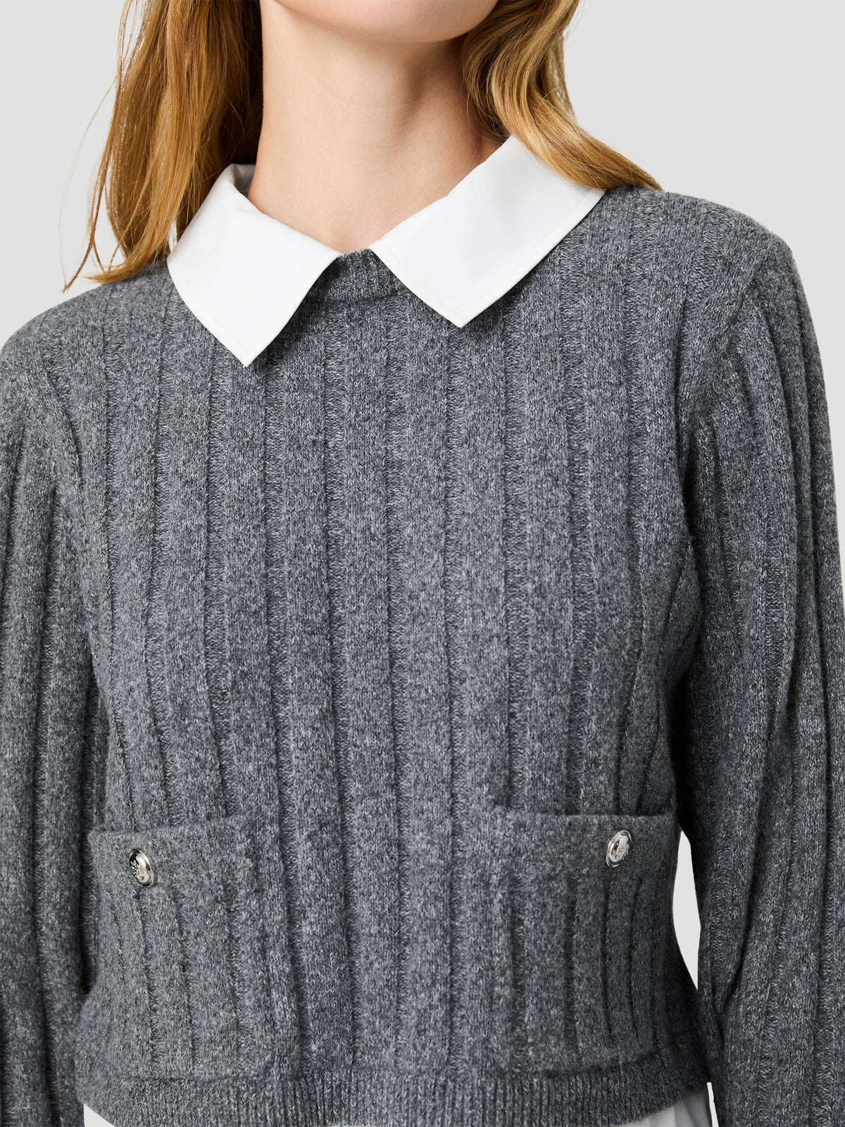ALEYNA KNIT COMBO WOVEN TOP