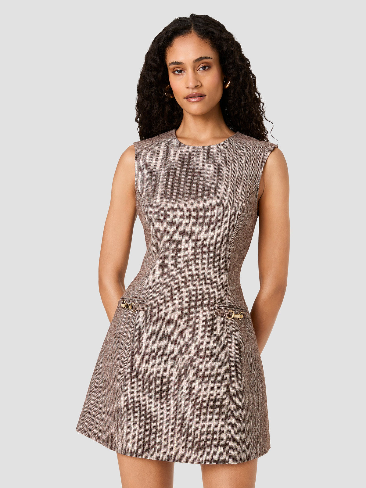NAYA HERRINGBONE MINI DRESS