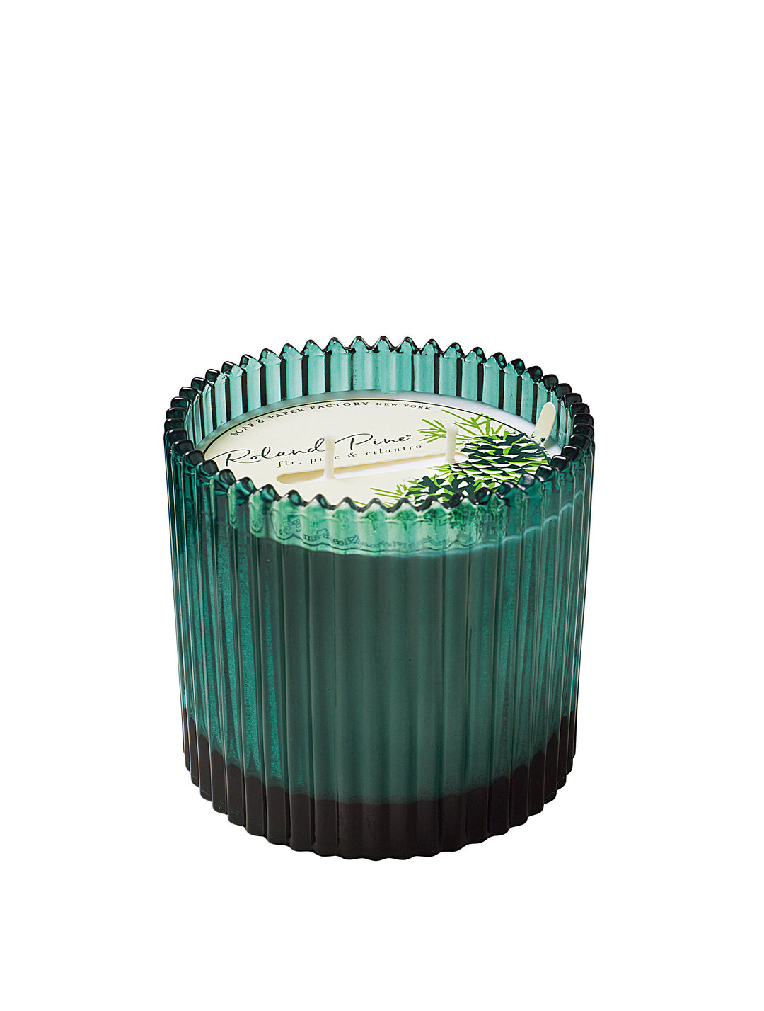 ROLAND PINE 2 WICK RIBBED GLASS CANDLE