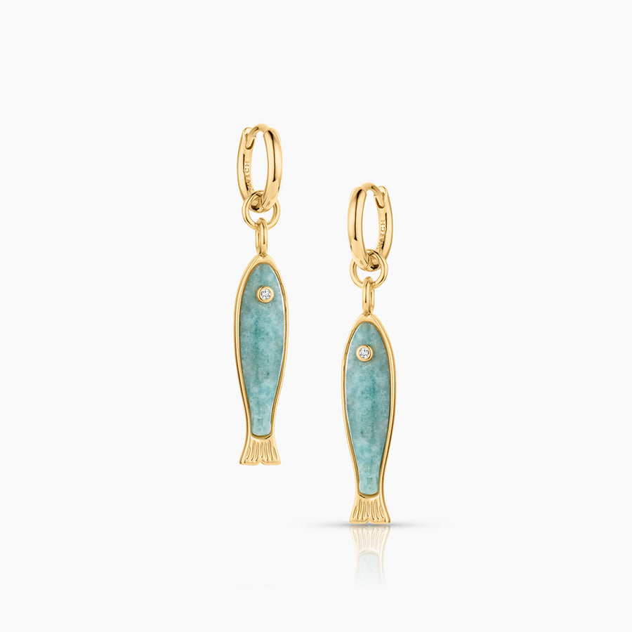 FORTUNA AMAZONITE FISH HOOP EARRINGS