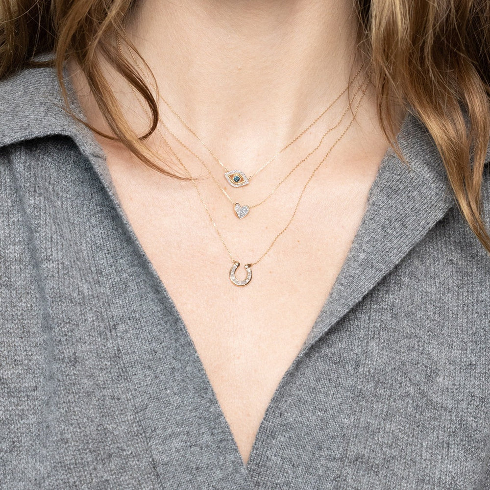 TINY PAVE FOLDED HEART NECKLACE