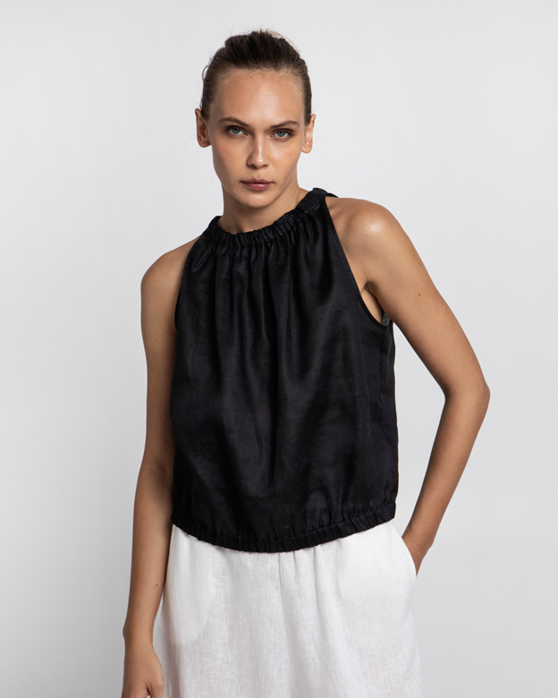 GATHERED LINEN TANK