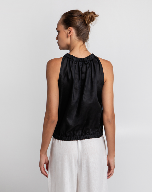 GATHERED LINEN TANK