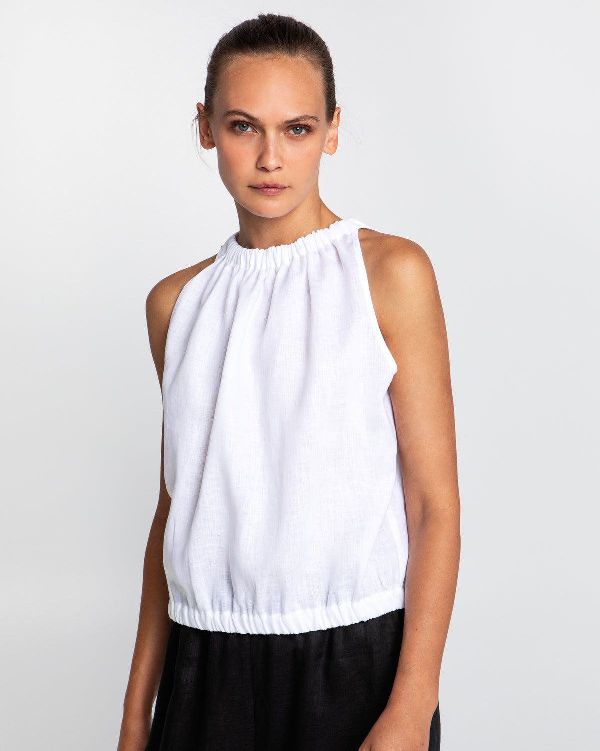 GATHERED LINEN TANK