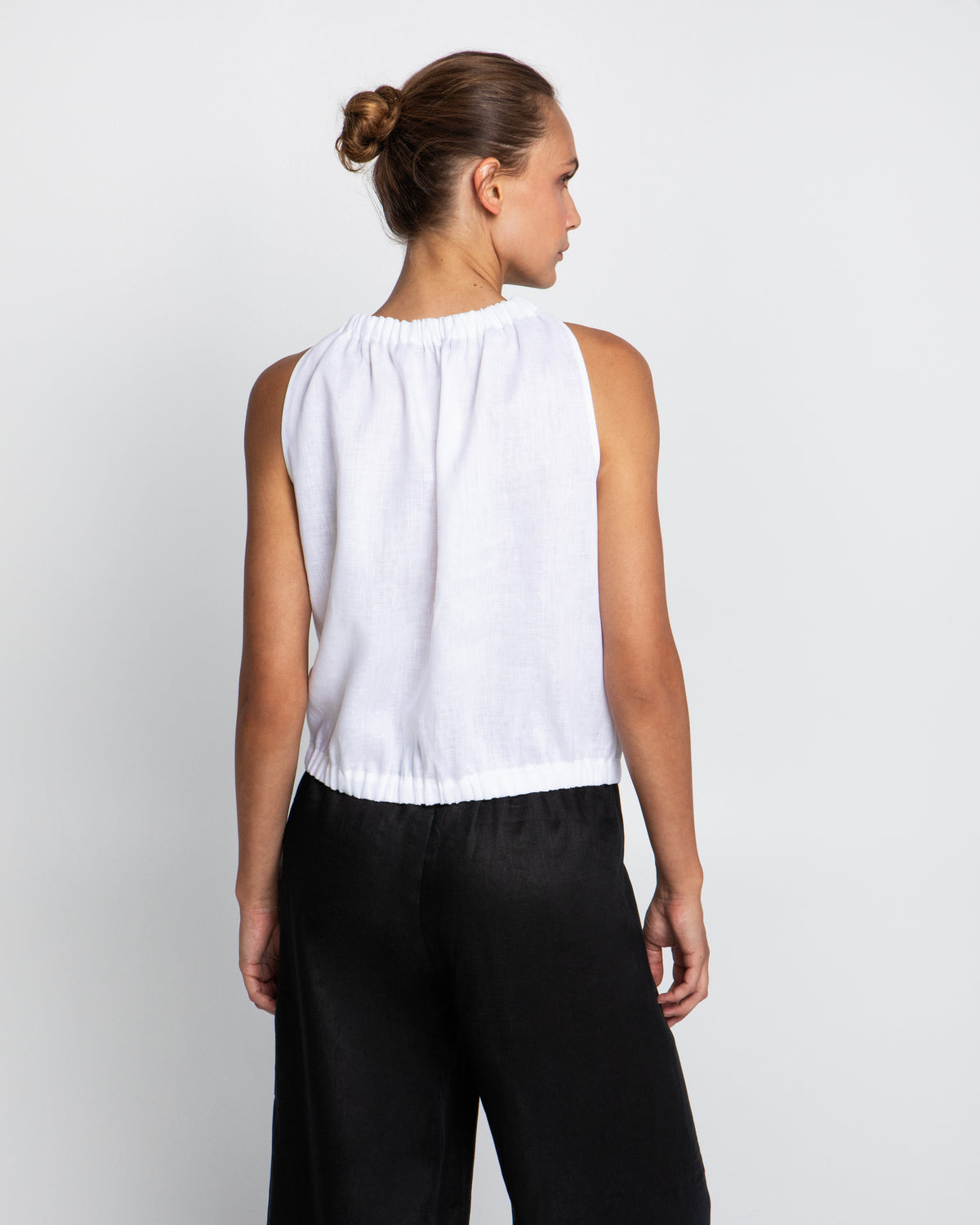 GATHERED LINEN TANK