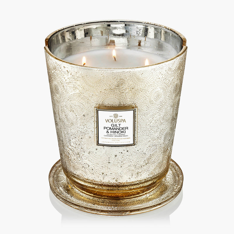 GILT POMANDER 5 WICK HEARTH
