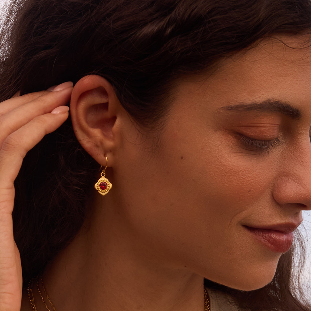GARNET DROP HOOPS
