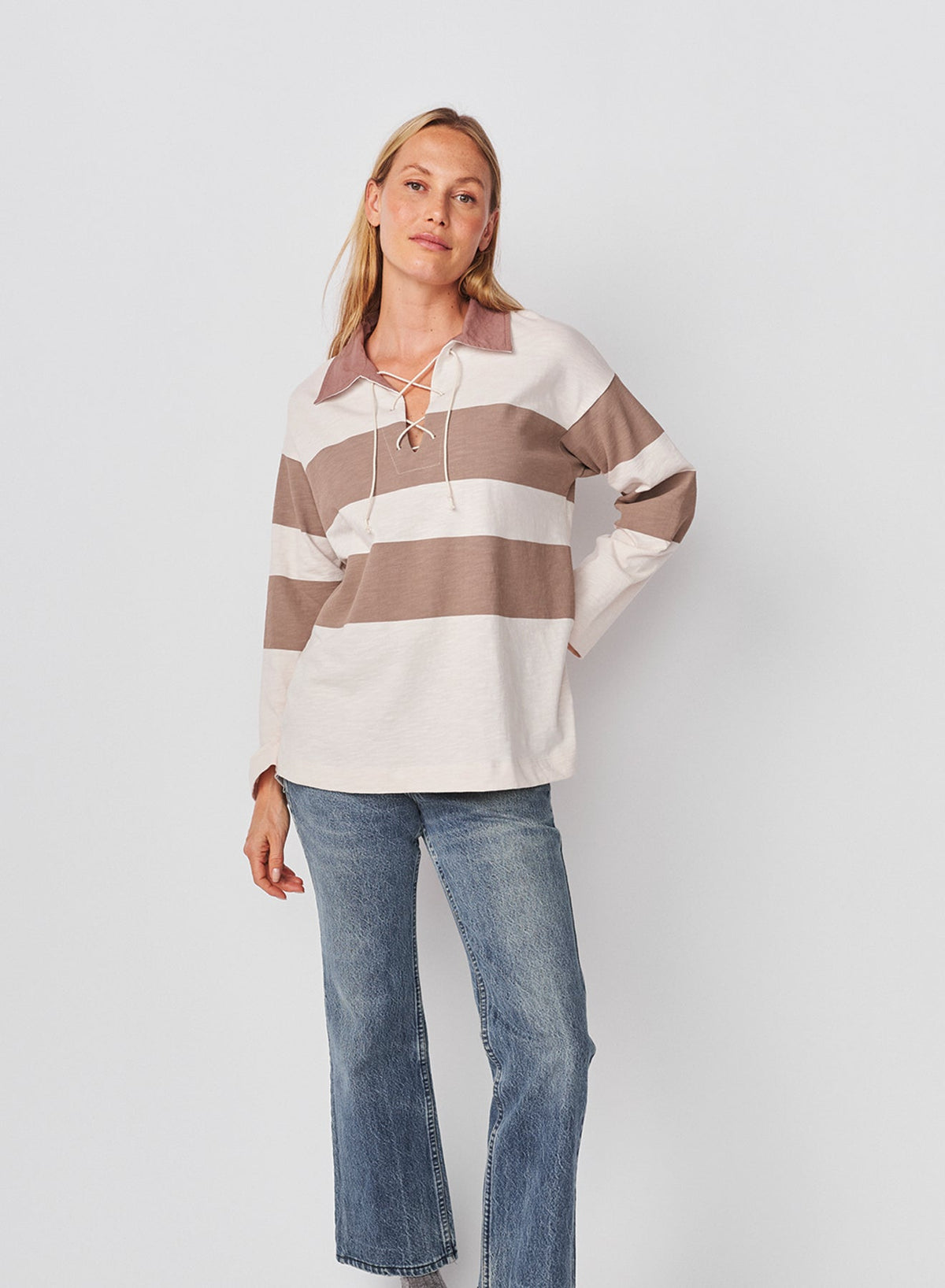 RUGBY STRIPE TIE POLO