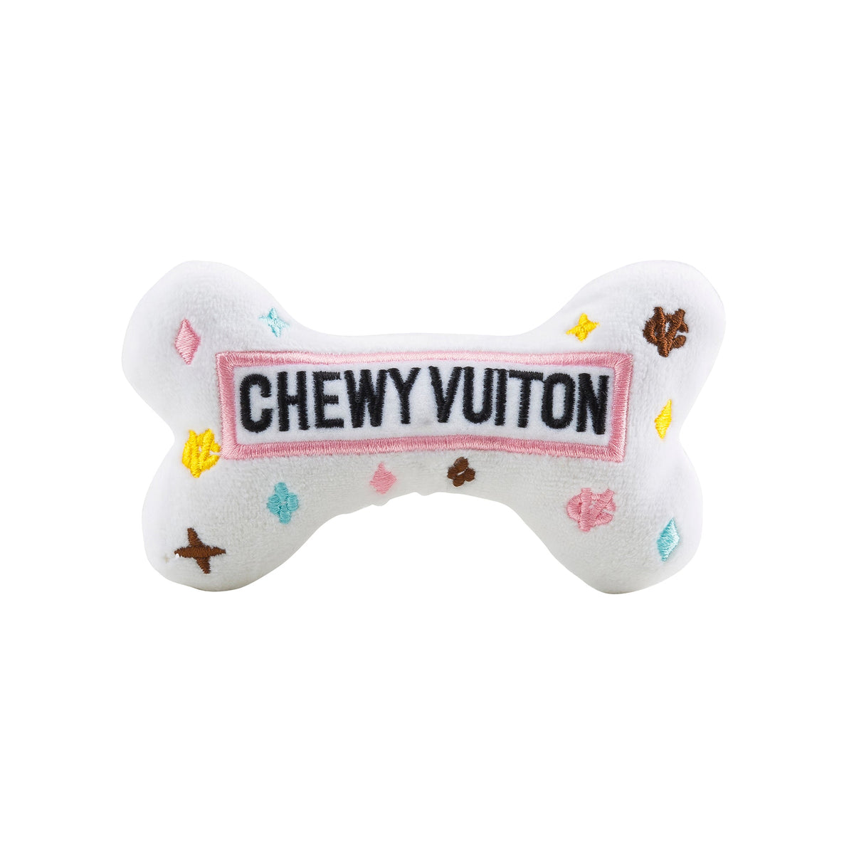 WHITE CHEWY VUITON BONE MINI