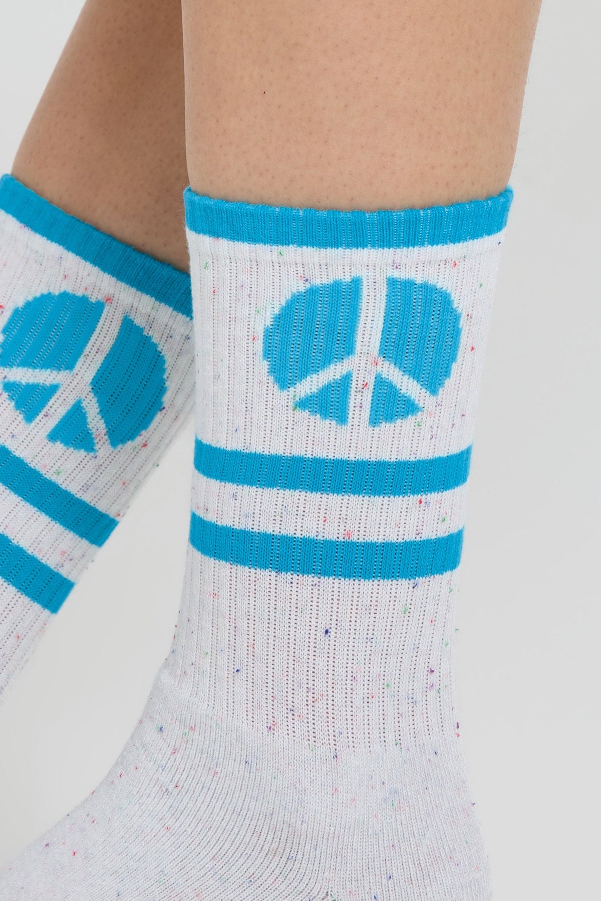 PEACE STRIPE CREW SOCK