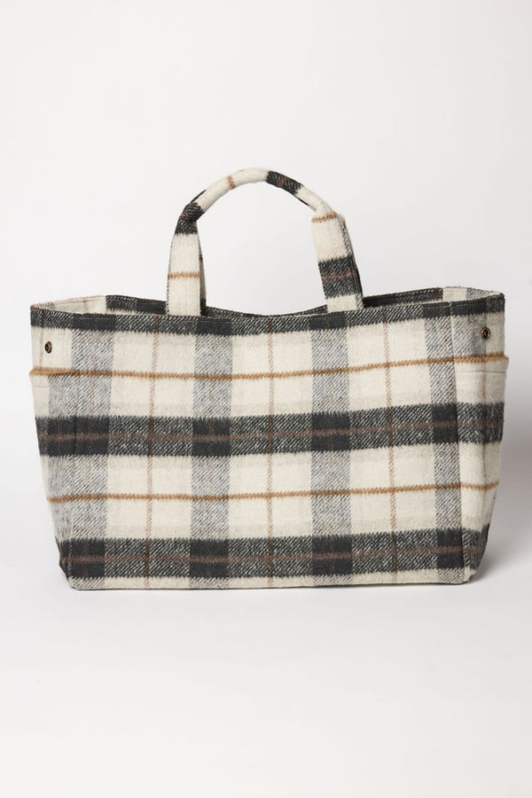 PLAID AIRPLANE TOTE